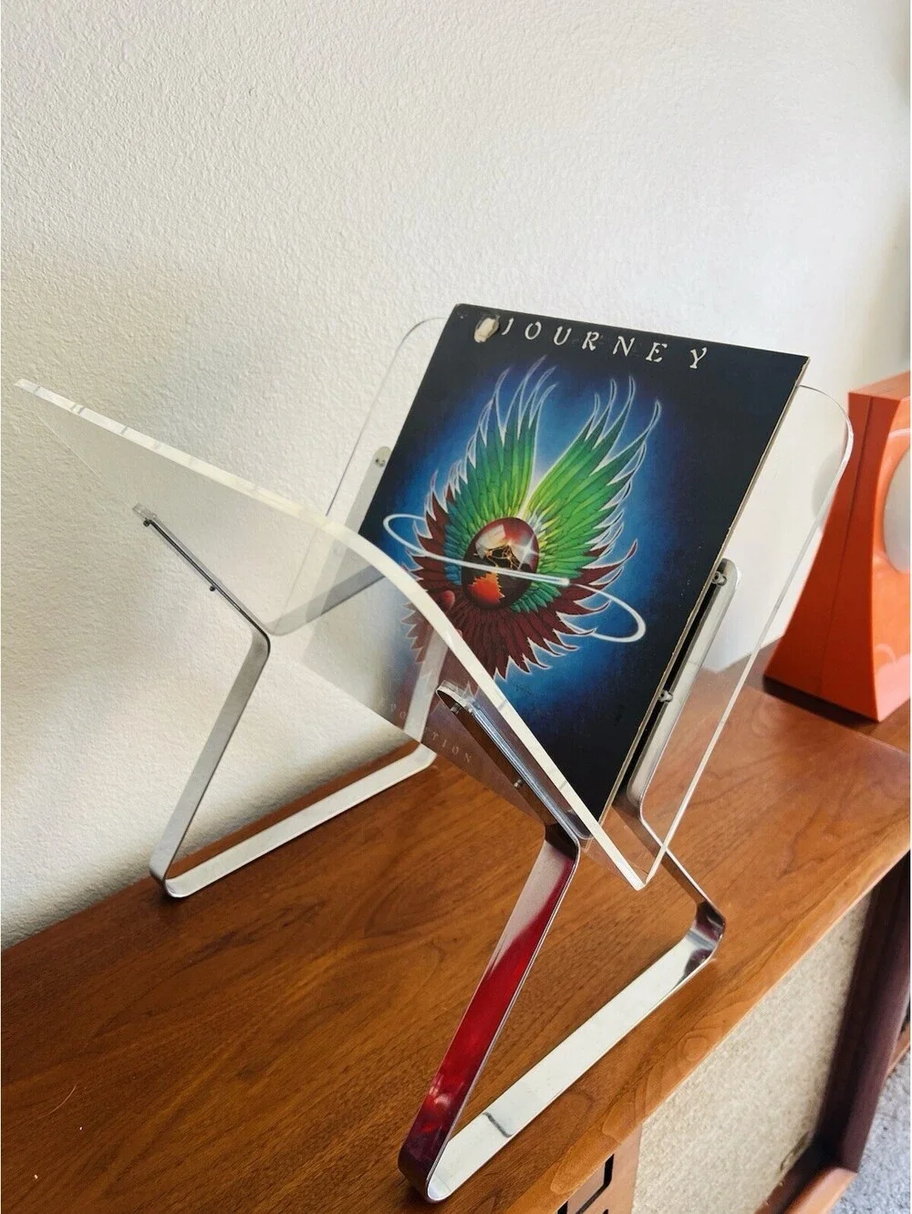 Vintage Milo Baughman Style Lucite Chrome Magazine Rack Mid Century Modern